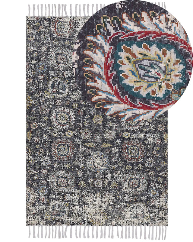 Area Rug Multicolour Polyester and Cotton 150 x 230 cm Oriental Distressed with Tassels Living Room Bedroom Beliani