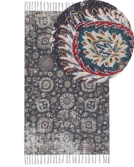 Area Rug Multicolour Polyester and Cotton 80 x 150 cm Oriental Distressed with Tassels Living Room Bedroom Beliani