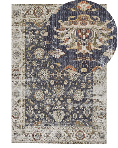 Area Rug Multicolour Polyester and Cotton 140 x 200 cm Oriental Distressed Living Room Bedroom Beliani
