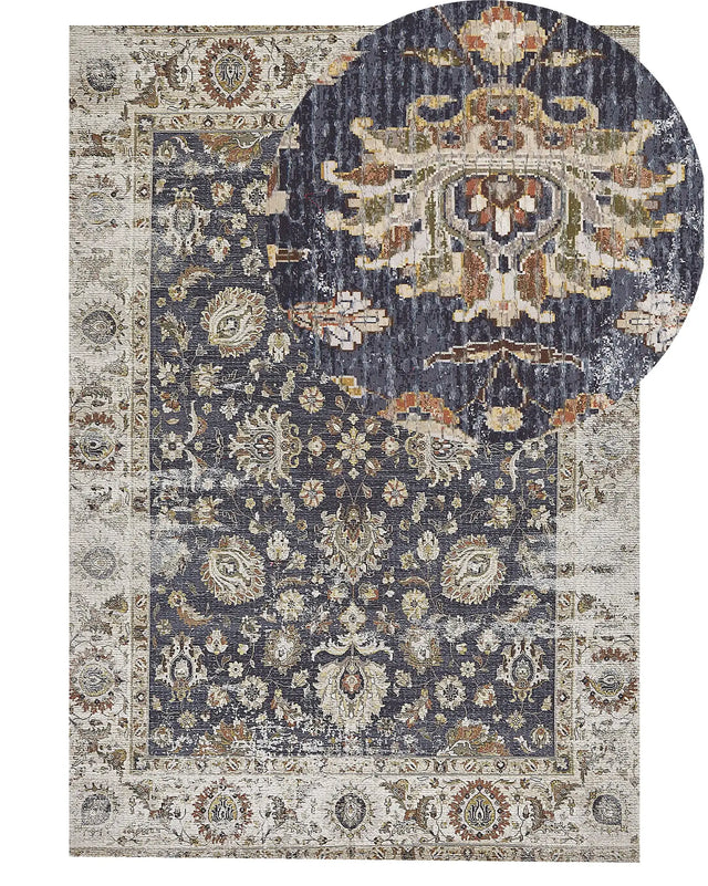 Area Rug Multicolour Polyester and Cotton 140 x 200 cm Oriental Distressed Living Room Bedroom Beliani