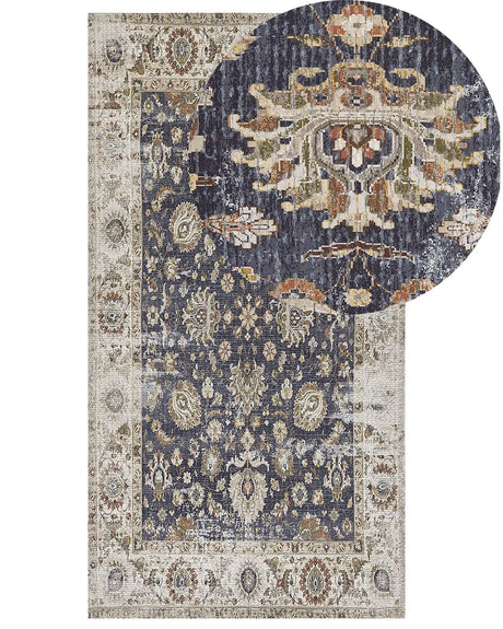 Area Rug Multicolour Polyester and Cotton 80 x 150 cm Oriental Distressed Living Room Bedroom Beliani