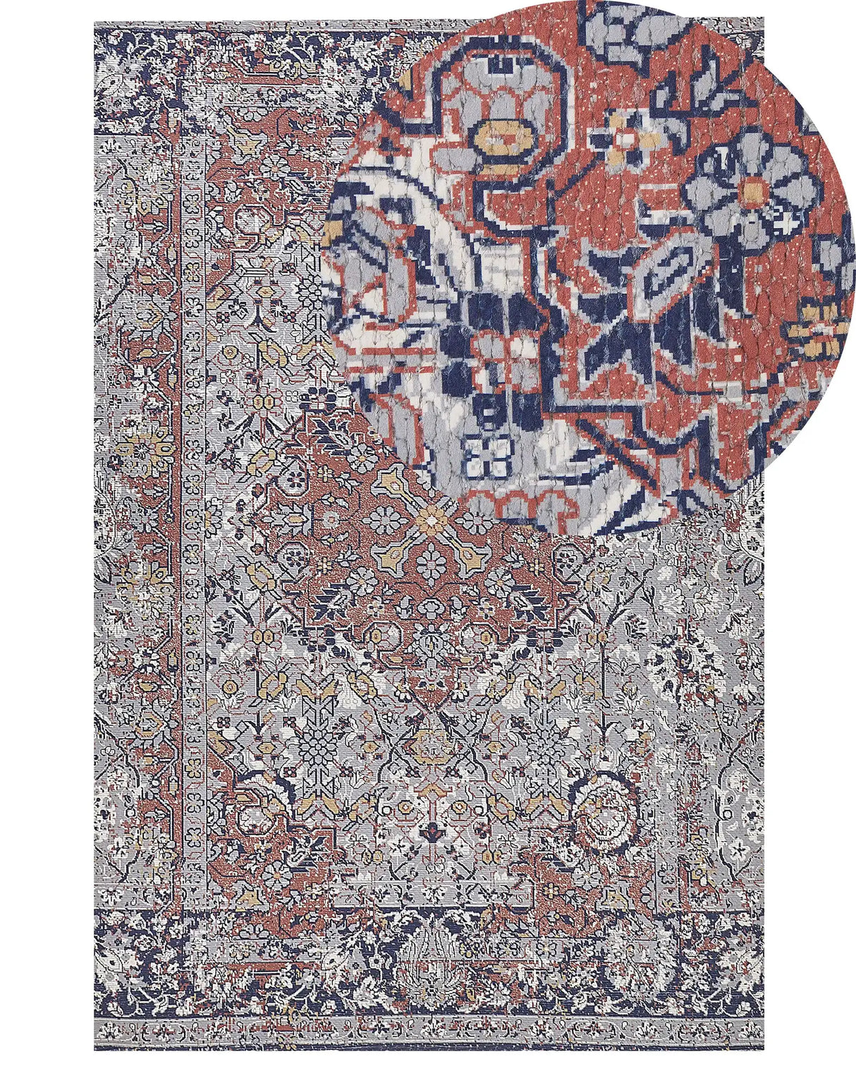 Area Rug Multicolour Polyester and Cotton 150 x 230 cm Oriental Pattern Distressed Effect Living Room Bedroom Beliani