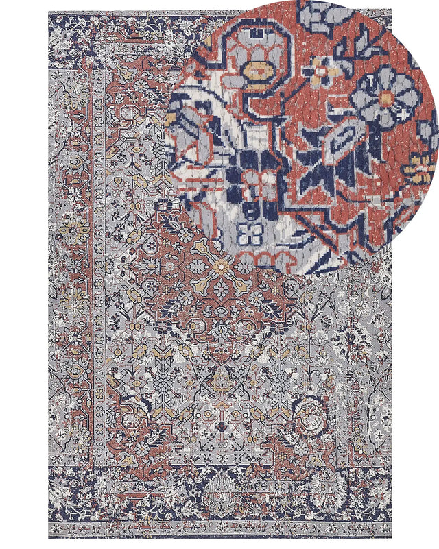 Area Rug Multicolour Polyester and Cotton 150 x 230 cm Oriental Pattern Distressed Effect Living Room Bedroom Beliani