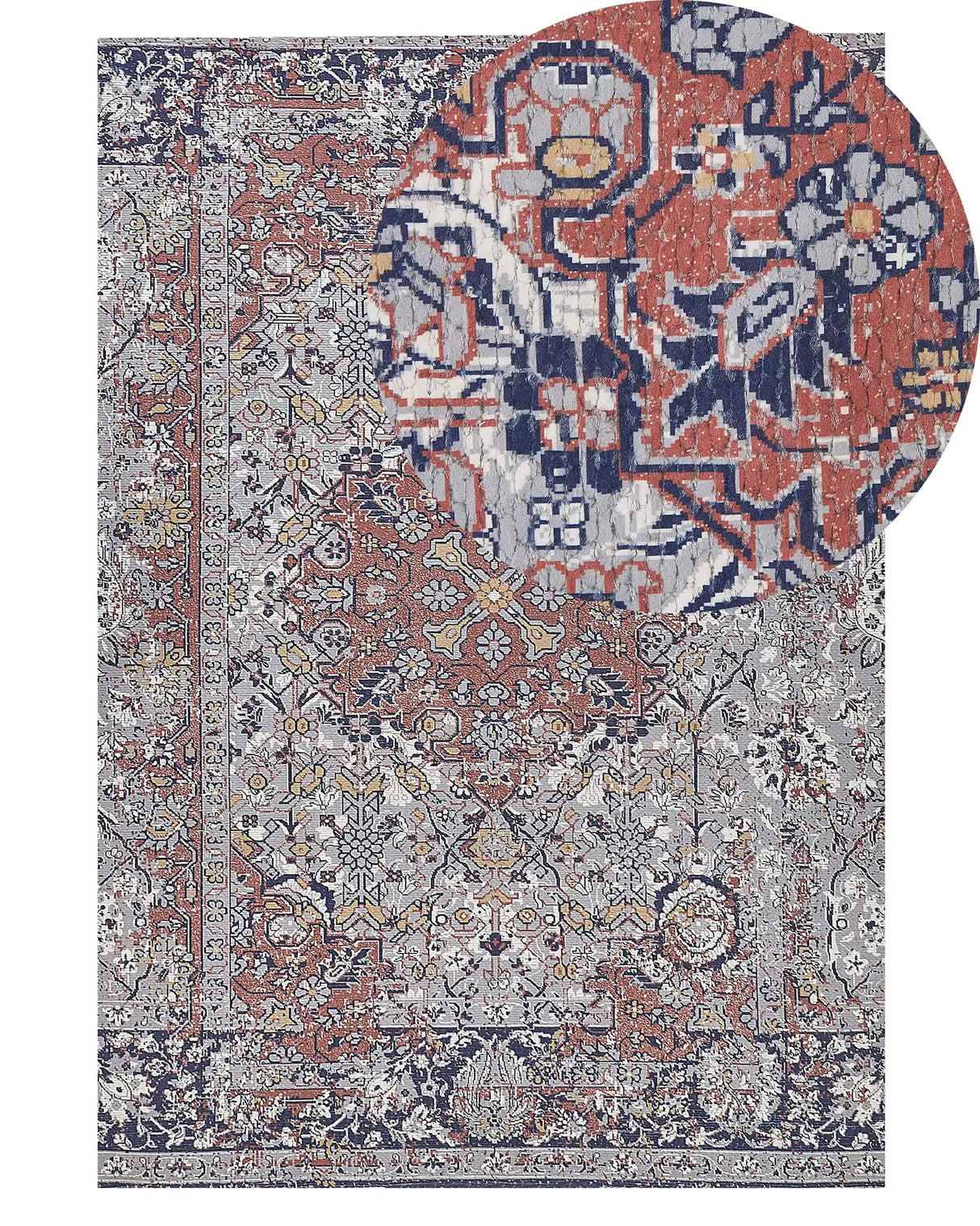Area Rug Multicolour Polyester and Cotton 140 x 200 cm Oriental Pattern Distressed Effect Living Room Bedroom Beliani