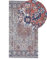 Area Rug Multicolour Polyester and Cotton 80 x 150 cm Oriental Pattern Distressed Effect Living Room Bedroom Beliani