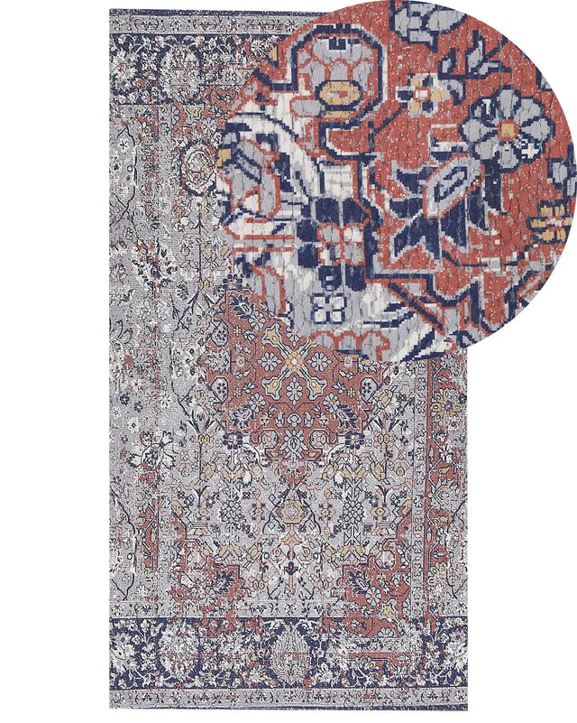 Area Rug Multicolour Polyester and Cotton 80 x 150 cm Oriental Pattern Distressed Effect Living Room Bedroom Beliani