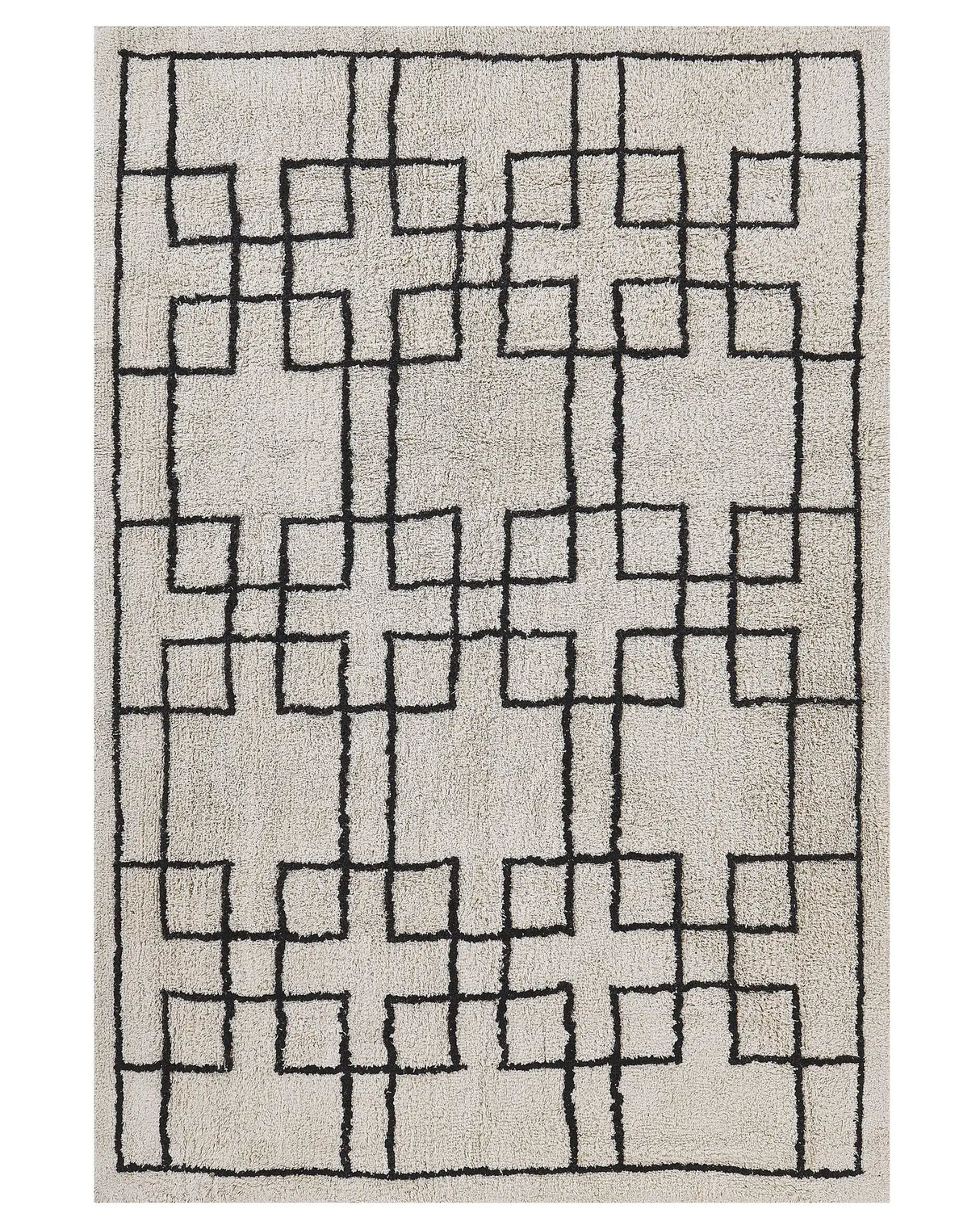 Area Rug Beige Cotton 160 x 230 cm Scandinavian Tufted Geometric Pattern Living Room Bedroom Beliani