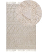Area Rug Beige Cotton 140 x 200 cm Minimalistic Tufted Geometric Pattern Living Room Bedroom Beliani