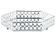 Decorative Tray Silver Iron and Glass Mirrored Hexagonal with Rhinestones Tabletop Glamour Accent Piece Beliani
