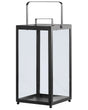 Lantern Black Iron H 30 cm Pillar Candle Holder Handle Minimalistic Industrial Decoration Accent Piece Beliani