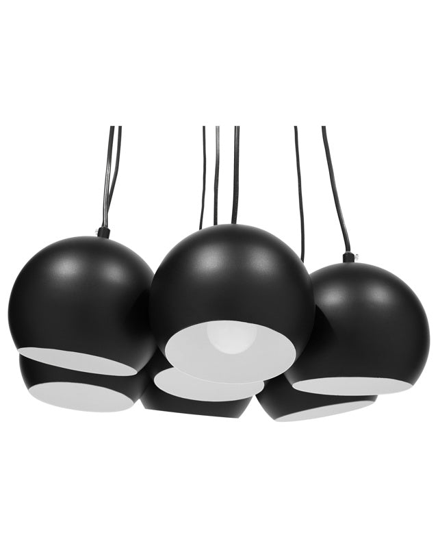 7-Light Cluster Pendant Black Metal Round Shades Lamp Beliani