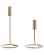 Set of 2 Candle Holders Gold Iron Round Shape Modern Minimalistic Candlesticks Decoration Beliani