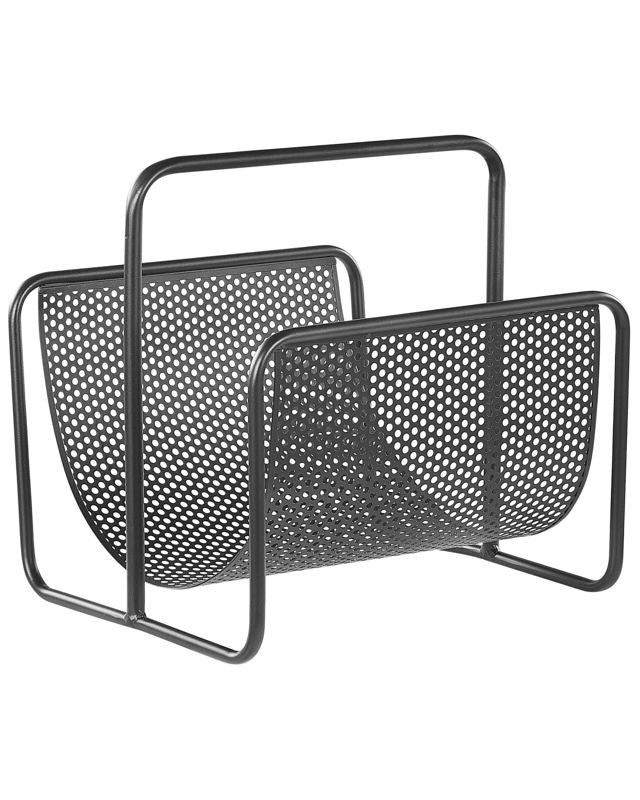 Magazine Rack Black Iron Newspapers Storage Holder Modern Design Home Decor Beliani