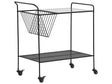 Kitchen Trolley Black Metal 70 cm Tempered Glass Top with Shelf and Castors Industrial Modern Beliani