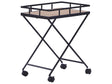 Kitchen Trolley Black Metal 56 cm Construction Light Wood Top Castors Industrial Rustic Modern Beliani
