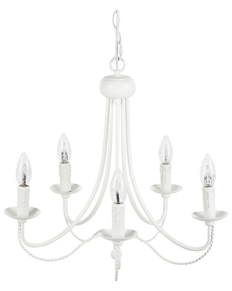 Pendant Lamp White Metal 117 cm Painted Finish 5 Lights Victorian Style Vintage Living Room Dining Area Beliani