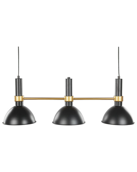 Hanging Lamp Black Gold Metal 107 cm 3-Light Track Round Shades Retro Traditional Design Dining Room Living Room Beliani