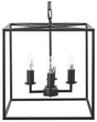 Pendant Lamp Black Metal 115 cm Cube Cage Frame 4 Light Fixture Ceiling Modern  Beliani