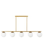 Hanging Lamp Gold Metal 62 cm 5-Light Track Sphere Shades White Glass Glamour Design Kitchen Dining Room Beliani