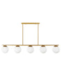 Hanging Lamp Gold Metal 62 cm 5-Light Track Sphere Shades White Glass Glamour Design Kitchen Dining Room Beliani