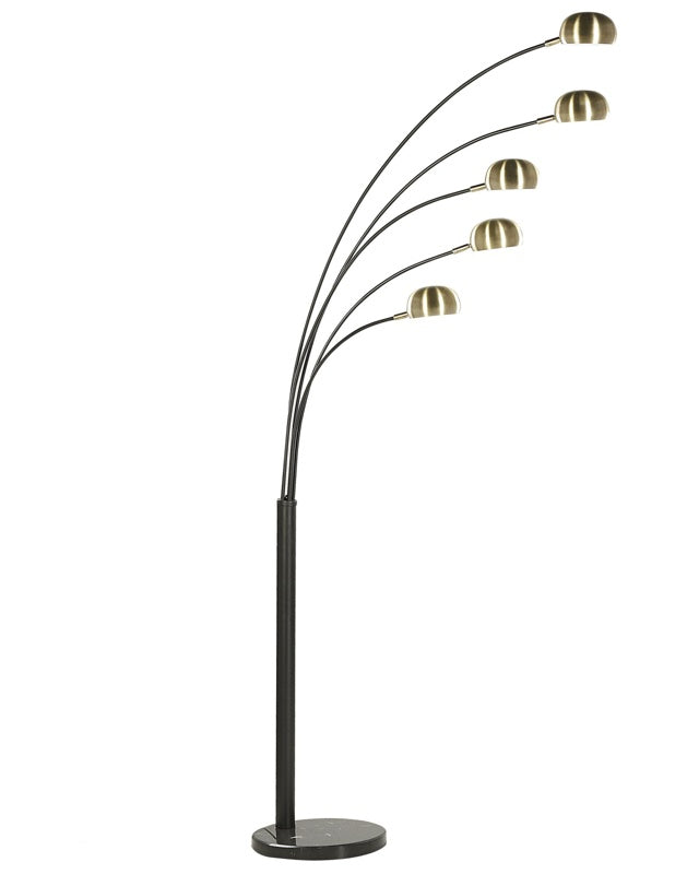 Floor Lamp Gold and Black Chromed Metal 210 cm Adjustable 5 Lights Beliani