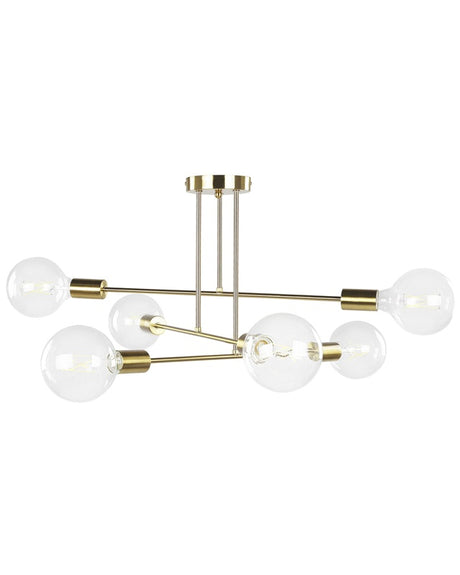 Ceiling Lamp Brass Metal 33 cm 6 Lights Iron no Shades Living Room Bedroom Industrial Modern Beliani