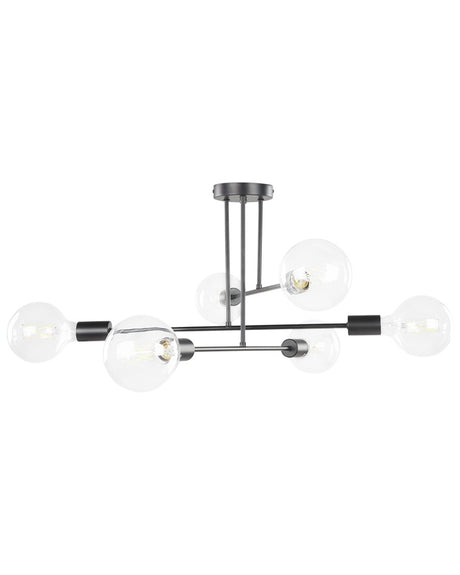 Ceiling Lamp Black Metal 33 cm 6 Lights Iron no Shades Living Room Bedroom Industrial Modern Beliani