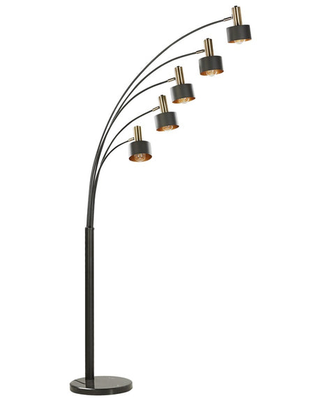 Floor Lamp Black Metal 120 cm 5 Arms Adjustable Round Shades Base Foot Pedal Switch Modern Beliani