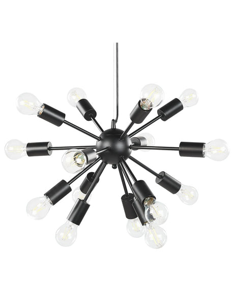 Pendant Lamp Black Metal115 cm 15-Lightbulb Fixture Exposed Ambient Lighting Beliani