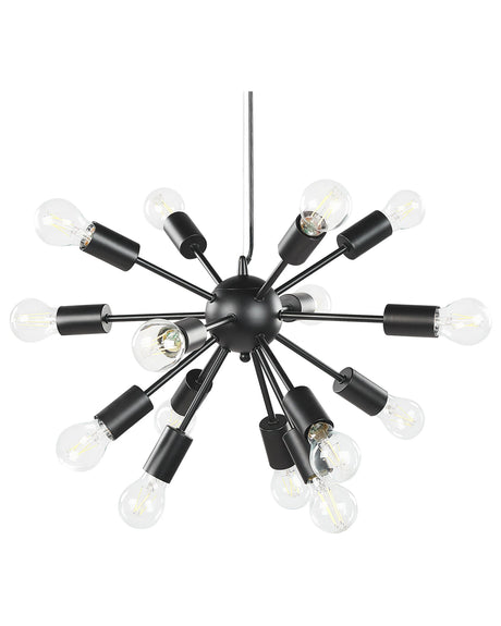 Pendant Lamp Black Metal115 cm 15-Lightbulb Fixture Exposed Ambient Lighting Beliani