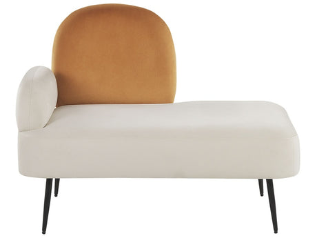 Chaise Lounge White and Orange Velvet Fabric Left Hand Single Chaise Minimalistic Design Beliani