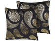 Set of 2 Cushions Gold Velvet 45 x 45 cm Paisley Foil Print with Filling Zipper Scatter Throw Pillow Beliani