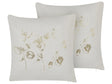 Set of 2 Cushions Off-White Polyester 45 x 45 cm Leaf Foil Print with Filling Zipper Scatter Throw Pillow Beliani