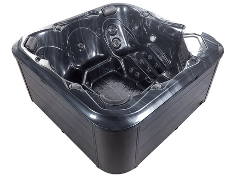 Hot Tub Grey Acrylic 210 x 210 cm 28 Jets Aluminium Exterior with LED Heating  Beliani