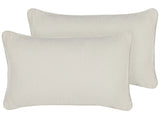 Set of 2 Throw Cushions White Cotton and Polyester Blend 30 x 50 cm Decorative Soft Home Accessory Solid Colour Beliani
