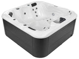 Hot Tub White Acrylic 200 x 200 cm 31 Jets Grey Aluminium Exterior with LED Heating Beliani
