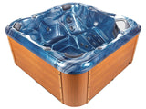 Hot Tub Blue Acrylic 210 x 210 cm 28 Jets Light Wood Aluminium Exterior with LED Heating  Beliani