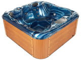 Hot Tub Blue Acrylic 200 x 200 cm 31 Jets Light Wood Aluminium Exterior with LED Heating  Beliani