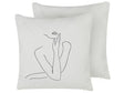 Set of 2 Scatter Cushions White Cotton 45 x 45 cm Female Body Line Art Print Decorative Throw Pillows Removable Covers Zipper Closure Modern Beliani