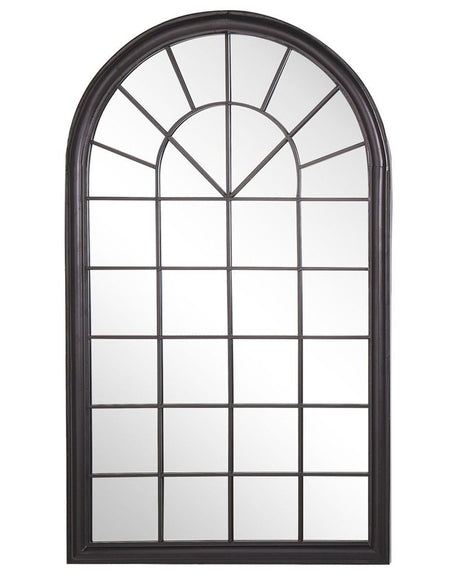 Wall Mirror Black Metal Frame 77 x 130 cm Vintage Arched Window Wall Decor Beliani