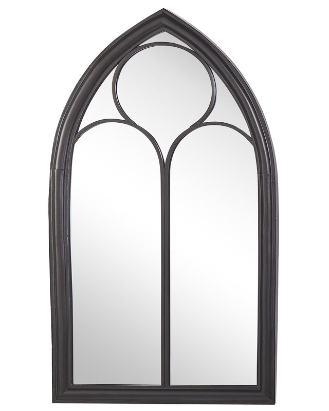 Wall Hanging Mirror Black 62 x 113 cm Window Shape Metal Frame Vintage Beliani