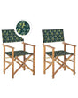 Set of 2 Garden Director's Chairs Light Wood with Off-White Acacia Olives Pattern Replacement Fabric Folding Beliani