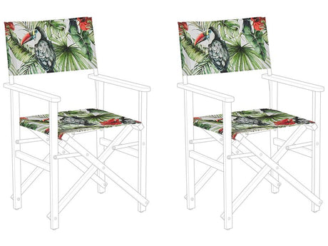 Set of 2 Garden Chairs Replacement Fabrics Polyester Multicolour Toucan Pattern Sling Backrest and Seat Beliani