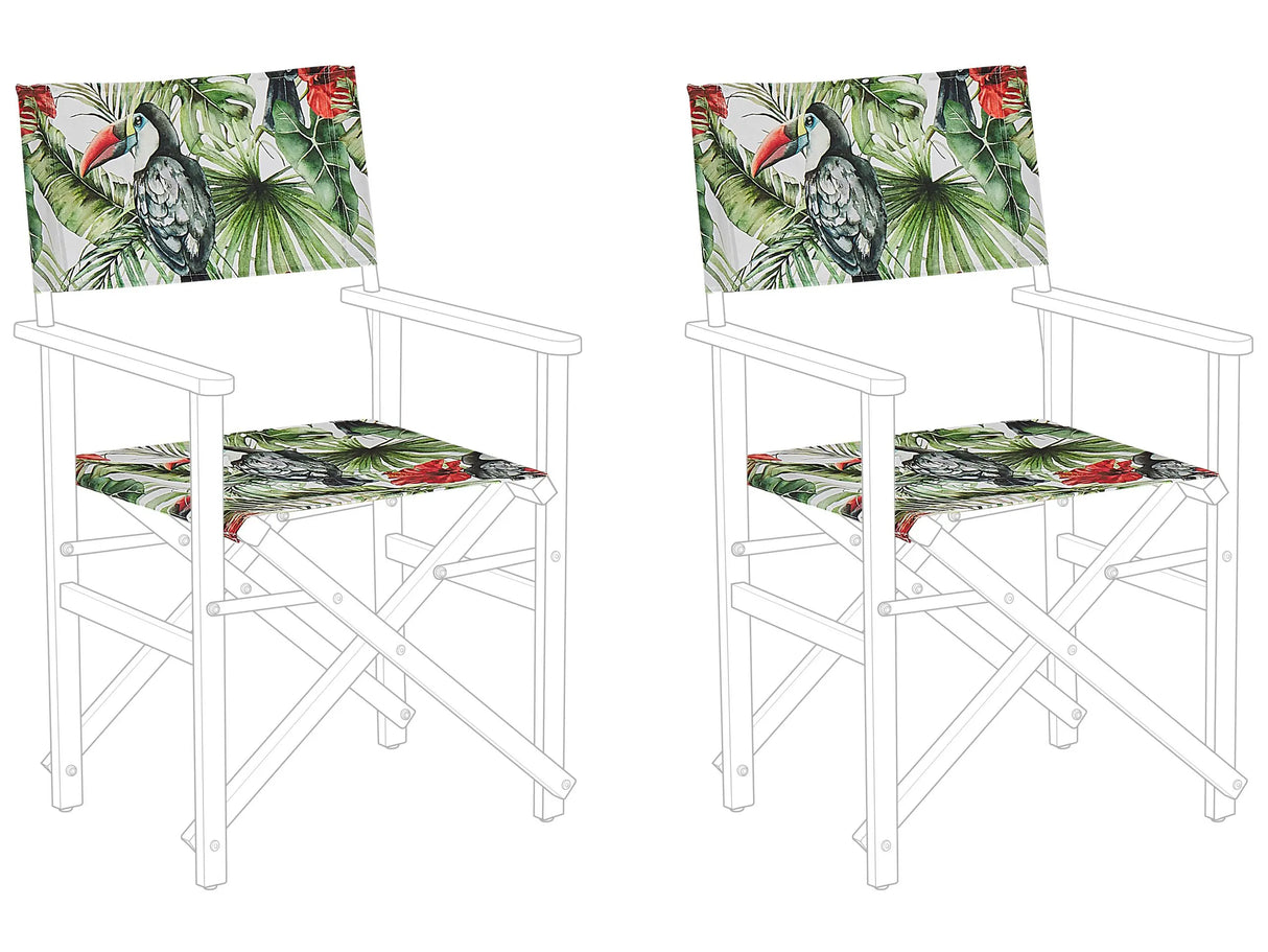 Set of 2 Garden Chairs Replacement Fabrics Polyester Multicolour Toucan Pattern Sling Backrest and Seat Beliani