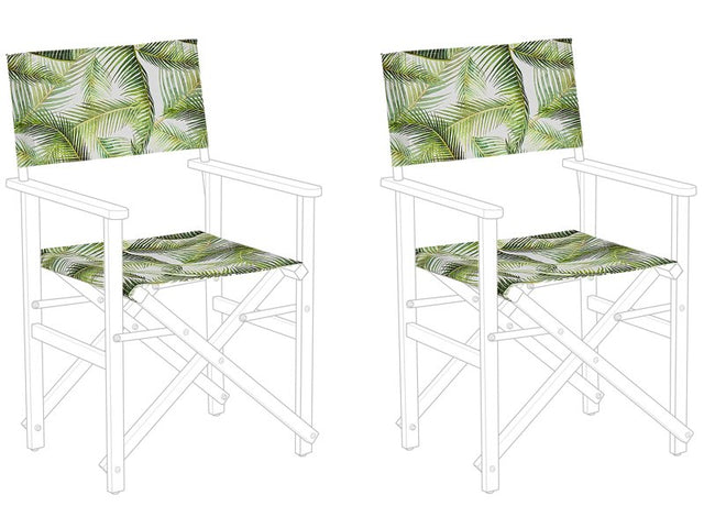 Set of 2 Garden Chairs Replacement Fabrics Polyester Multicolour Leaves Pattern Sling Backrest and Seat Beliani