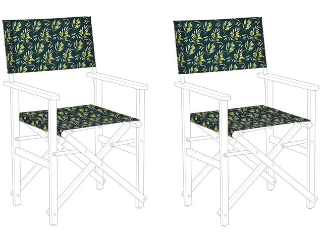 Set of 2 Garden Chairs Replacement Fabrics Polyester Multicolour Olives Pattern Sling Backrest and Seat Beliani