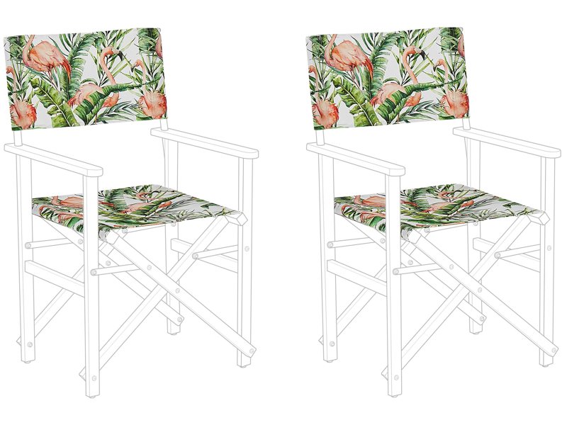 Set of 2 Garden Chairs Replacement Fabrics Polyester Multicolour Flamingo Pattern Sling Backrest and Seat Beliani