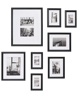 Set of 8 Framed Photos Black Various Sizes Modern Decor Gallery Hooks Beliani