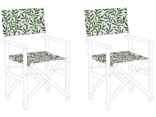 Set of 2 Garden Chairs Replacement Fabrics Polyester Multicolour Leaves Pattern Sling Backrest and Seat Beliani