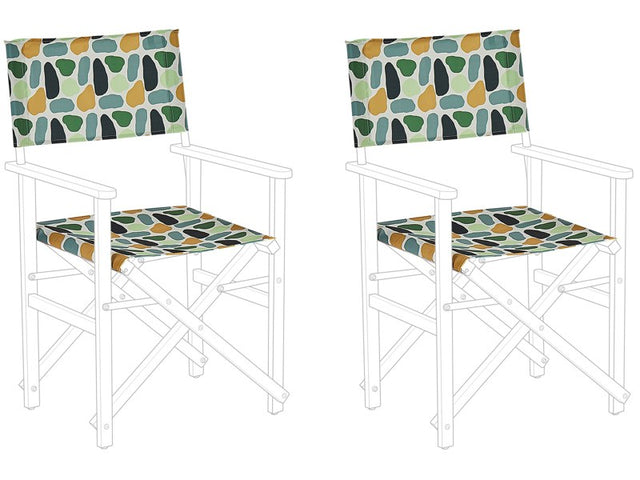 Set of 2 Garden Chairs Replacement Fabrics Polyester Multicolour Geometric Pattern Sling Backrest and Seat Beliani